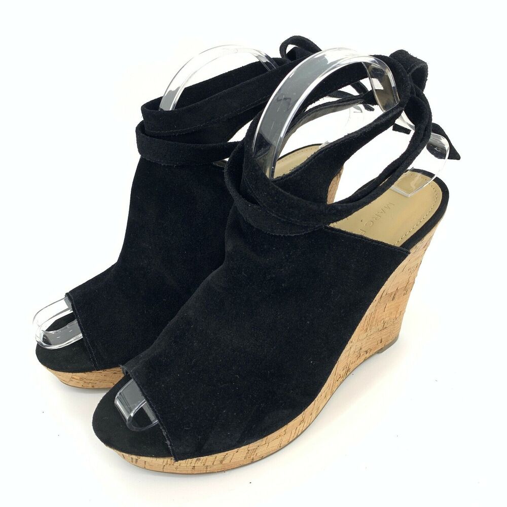 Marc Fisher platform suede cork wedge sandal, size 8